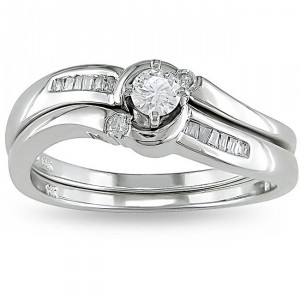 White Gold 1/4ct TDW Diamond Bridal Ring Set - Handcrafted By Name My Rings™