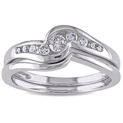 White Gold 1/4ct TDW Diamond Bridal Ring Set - Handcrafted By Name My Rings™