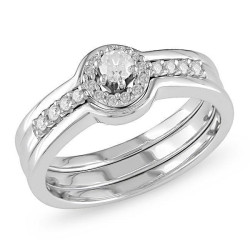 White Gold 1/4ct TDW Diamond Bridal Ring Set - Handcrafted By Name My Rings™