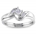 White Gold 1/4ct TDW Diamond Bridal Set - Handcrafted By Name My Rings™