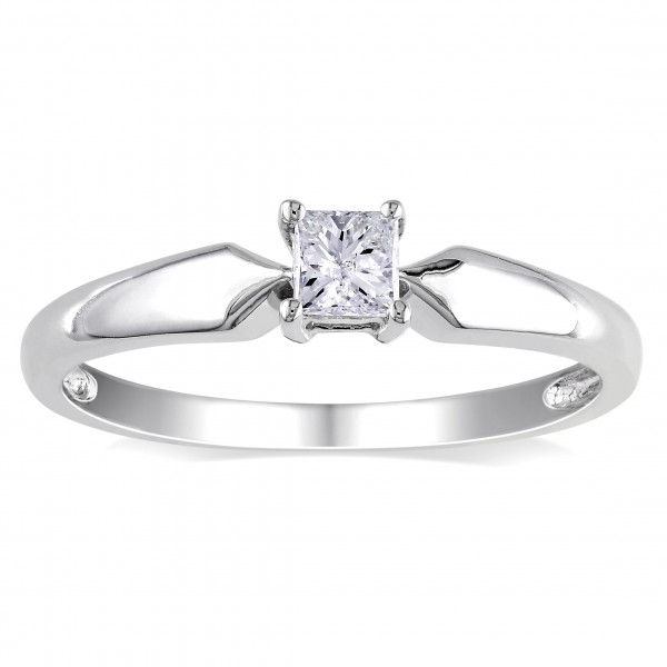 White Gold 1/4ct TDW Diamond Solitaire Ring - Handcrafted By Name My Rings™