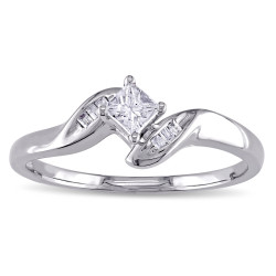 White Gold 1/4ct TDW Princess-Cut Diamond Promise Ring - Handcrafted By Name My Rings™