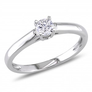 White Gold 1/4ct TDW Round-cut Diamond Solitaire Engagement Ring - Handcrafted By Name My Rings™