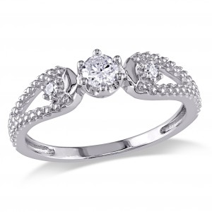 White Gold 1/5ct TDW Diamond Promise Ring - Handcrafted By Name My Rings™