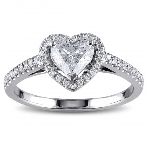 White Gold 1ct TDW Diamond Heart Ring - Handcrafted By Name My Rings™