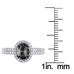 White Gold 1ct TDW Oval Black and White Diamond Halo Engagement Ring - Handcrafted By Name My Rings™