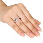 White Gold 3/4ct TDW Diamond 3-stone Bridal Ring Set - Handcrafted By Name My Rings™