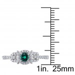 White Gold Created Emerald and 1/3ct TDW Diamond Ring - Handcrafted By Name My Rings™