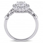 White Gold Oval-cut White Topaz and Diamond Accent Halo Engagement Ring - Handcrafted By Name My Rings™