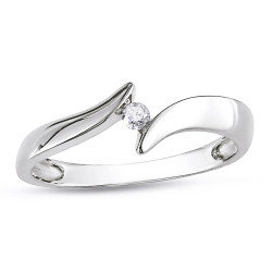 White Gold Solitaire Round Diamond Promise Ring - Handcrafted By Name My Rings™
