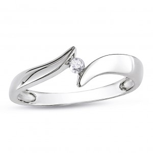 White Gold Solitaire Round Diamond Promise Ring - Handcrafted By Name My Rings™