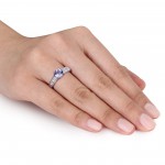 White Gold Tanzanite and 1/2ct TDW Diamond Ring - Handcrafted By Name My Rings™