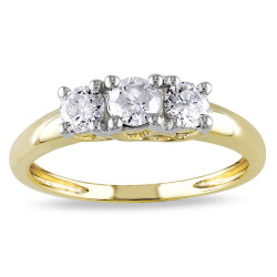 Gold 1/2ct TDW Diamond 3-Stone Ring - Handcrafted By Name My Rings™