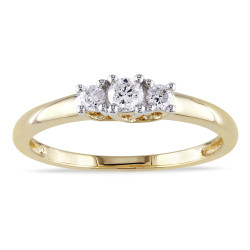 Gold 1/4ct TDW Certified Diamond 3-stone Promise Ring - Handcrafted By Name My Rings™