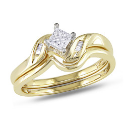 Gold 1/4ct TDW Diamond Bridal Set - Handcrafted By Name My Rings™