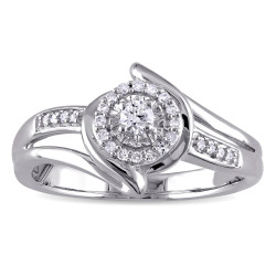 1/5ct TDW Diamond Halo Bypass Ring in Sterling Silver - Handcrafted By Name My Rings™
