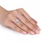 1/5ct TDW Diamond Halo Bypass Ring in Sterling Silver - Handcrafted By Name My Rings™