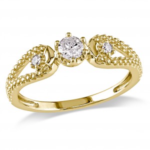 1/5ct TDW Diamond Split Shank 3-Stone Engagement Ring in Gold - Handcrafted By Name My Rings™