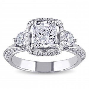 White Gold 1 3/4ct TDW Certified Radiant-cut Diamond 3-stone Engagement Ring - Handcrafted By Name My Rings™