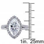 White Gold 3 3/4ct TDW Marquise Diamond Halo Engagement Ring - Handcrafted By Name My Rings™