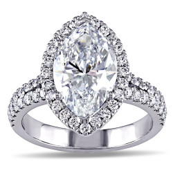 White Gold 3 3/4ct TDW Marquise Diamond Halo Engagement Ring - Handcrafted By Name My Rings™