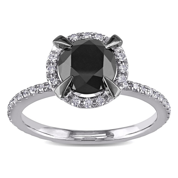 2 CT Black and White  Diamond TW Fashion Ring  White Gold GH I2;I3 Black Rhodium Plated - Handcrafted By Name My Rings™
