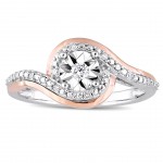 2-Tone White and Rose Gold 1/10ct TDW Diamond Crossover Bypass Engagement Ring - Handcrafted By Name My Rings™