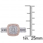 2-Tone White and Rose Plated Sterling Silver 1/2ct TDW Diamond Grid Halo Split Shank Engagement Ring - Handcrafted By Name My Rings™