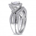 5/8 CT TDW Pear and Round-Cut Diamond Vintage infinity Bridal Ring Set in White Gold - Handcrafted By Name My Rings™