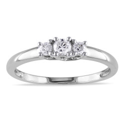 Collection White Gold 1/4ct TDW Diamond 3-stone Engagement Ring - Handcrafted By Name My Rings™
