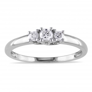 Collection White Gold 1/4ct TDW Diamond 3-stone Engagement Ring - Handcrafted By Name My Rings™