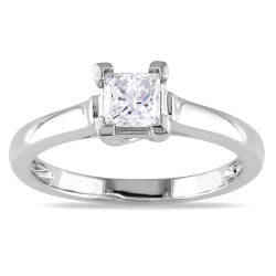 Platinum 1/2ct TDW Princess Diamond Solitaire Ring - Handcrafted By Name My Rings™