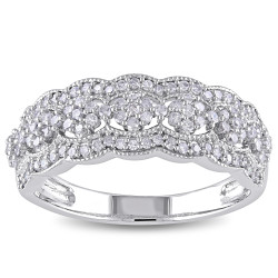 Signature White Gold 1/2ct TDW Diamond Vintage Floral Anniversary Band - Handcrafted By Name My Rings™