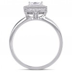 Signature White Gold 3/4ct TDW Princess and Round-Shaped Diamond Double Square Halo Engagement Ring - Handcrafted By Name My Rings™