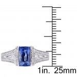 Signature White Gold Baguette-Cut Sapphire 5/8ct TDW Pear and Round-Cut Diamond Halo Engagement Ring - Handcrafted By Name My Rings™