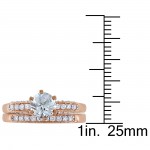 Signature Collection Rose Gold 1/3ct TDW Diamond and Aquamarine Bridal Ring Set - Handcrafted By Name My Rings™