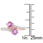 Signature Collection Rose Gold Pink Sapphire and 1/5ct TDW Diamond Bypass Ring - Handcrafted By Name My Rings™