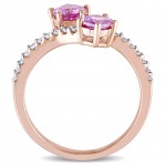 Signature Collection Rose Gold Pink Sapphire and 1/5ct TDW Diamond Bypass Ring - Handcrafted By Name My Rings™