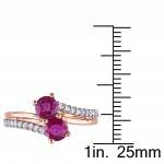 Signature Collection Rose Gold Pink Sapphire and 1/5ct TDW Diamond Split Shank Bypass Ring - Handcrafted By Name My Rings™