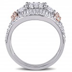 Signature Collection Two-tone Gold 1 1/2ct TDW Diamond Halo Bridal Ring Set - Handcrafted By Name My Rings™