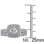 Signature Collection White Gold 1 1/2ct TDW Diamond Halo Bridal Ring Set - Handcrafted By Name My Rings™