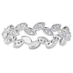 Signature Collection White Gold 1/4ct TDW Diamond Leaf Cluster Ring - Handcrafted By Name My Rings™