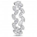 Signature Collection White Gold 1/4ct TDW Diamond Leaf Cluster Ring - Handcrafted By Name My Rings™