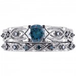Signature Collection White Gold 1ct TDW Blue Diamond Bridal Ring Set - Handcrafted By Name My Rings™