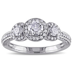 Signature Collection White Gold 1ct TDW Diamond Three Stone Ring - Handcrafted By Name My Rings™