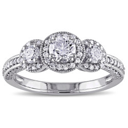 Signature Collection White Gold 1ct TDW Diamond Three Stone Ring - Handcrafted By Name My Rings™