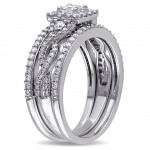 Signature Collection White Gold 1ct TDW Princess Diamond Bridal Ring Set - Handcrafted By Name My Rings™