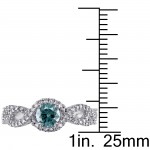 Signature Collection White Gold 3/4ct TDW Blue and White Diamond Halo Engagement Ring - Handcrafted By Name My Rings™