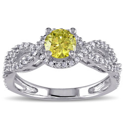 Signature Collection White Gold 3/4ct TDW Yellow and White Diamond Ring - Handcrafted By Name My Rings™
