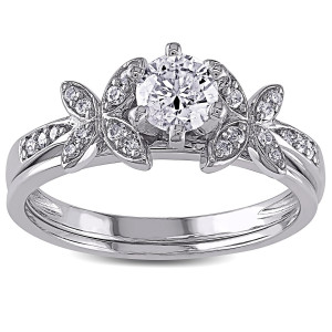 Signature Collection White Gold 5/8ct TDW Diamond Bridal Set - Handcrafted By Name My Rings™